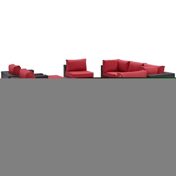 Modway Furniture Convene Outdoor Patio Sectional Set, Espresso Red, 10Pk EEI-2169-EXP-RED-SET